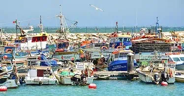 Barcos de pesca em porto de Quarteira